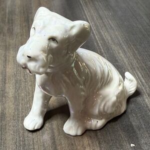 Vintage Dog Figurine Iridescent Glaze‎ Ceramic Puppy Collectible Japan